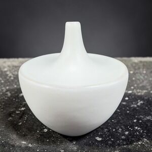 HomArt White Ceramic Bud Vase Modern Minimalist Teardrop Design Matte Vessel
